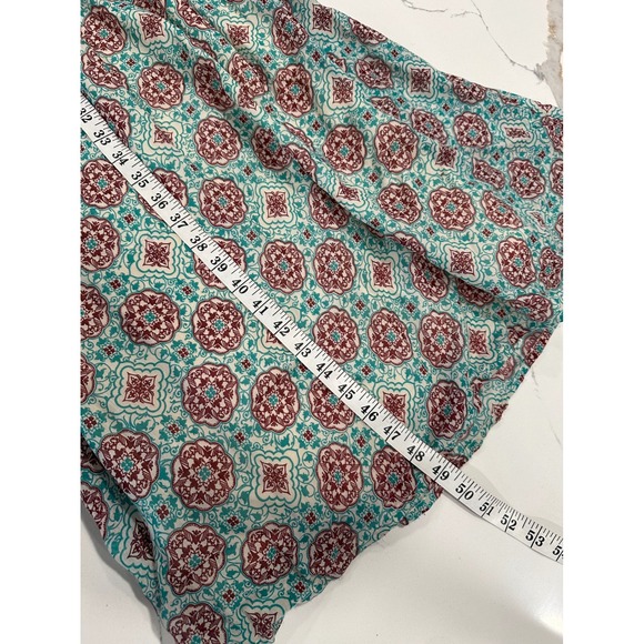 Roxy Womens Strapless Maxi‎ Dress Burgundy Teal Medallion Smocked Top XS - Picture 6 of 6